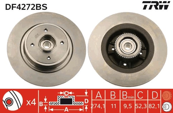 2X Bremsscheibe TRW Single DF4272BS FüR Renault KA0 Megane JA0 ScÉNic 1 Van 2-image