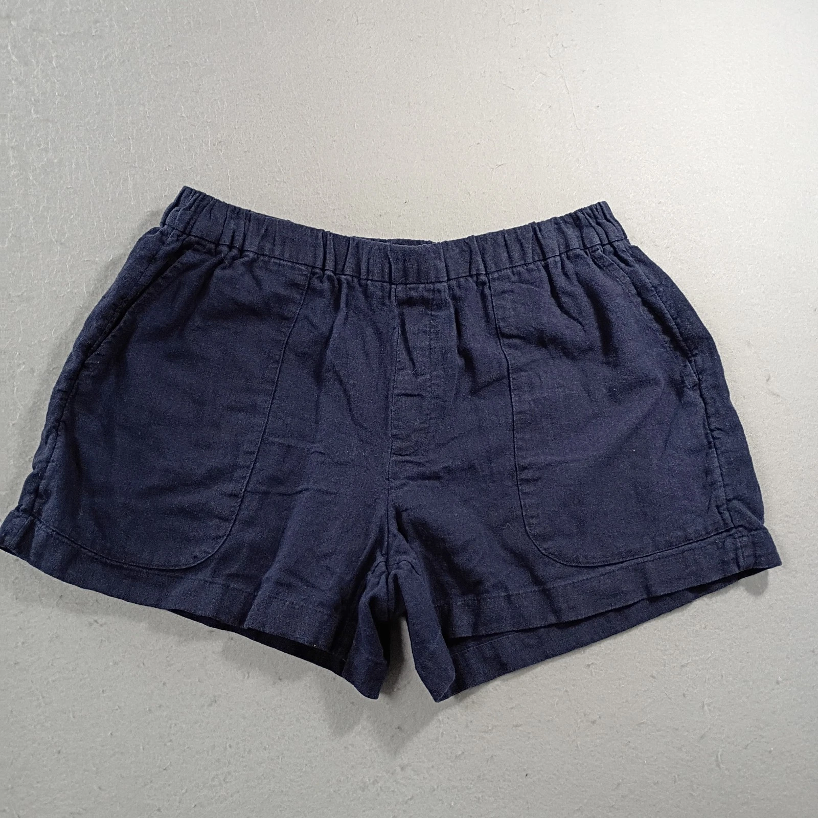 Banana Republic Shorts Womens S Linen Blend Pull On Stretch Navy Blue