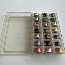 21 Vintage Metal 10 Hole Sewing Machine Bobbins With Plastic Bobbin Case