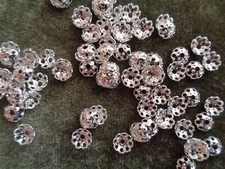 Bead cap, silver-finished brass, 6x1mm cutout corrugated flower, fits 6-8mm bead