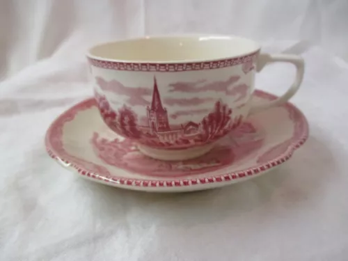 Vintage England Johnson Bros Cup & Saucer Old Britain Castles Staffordshire