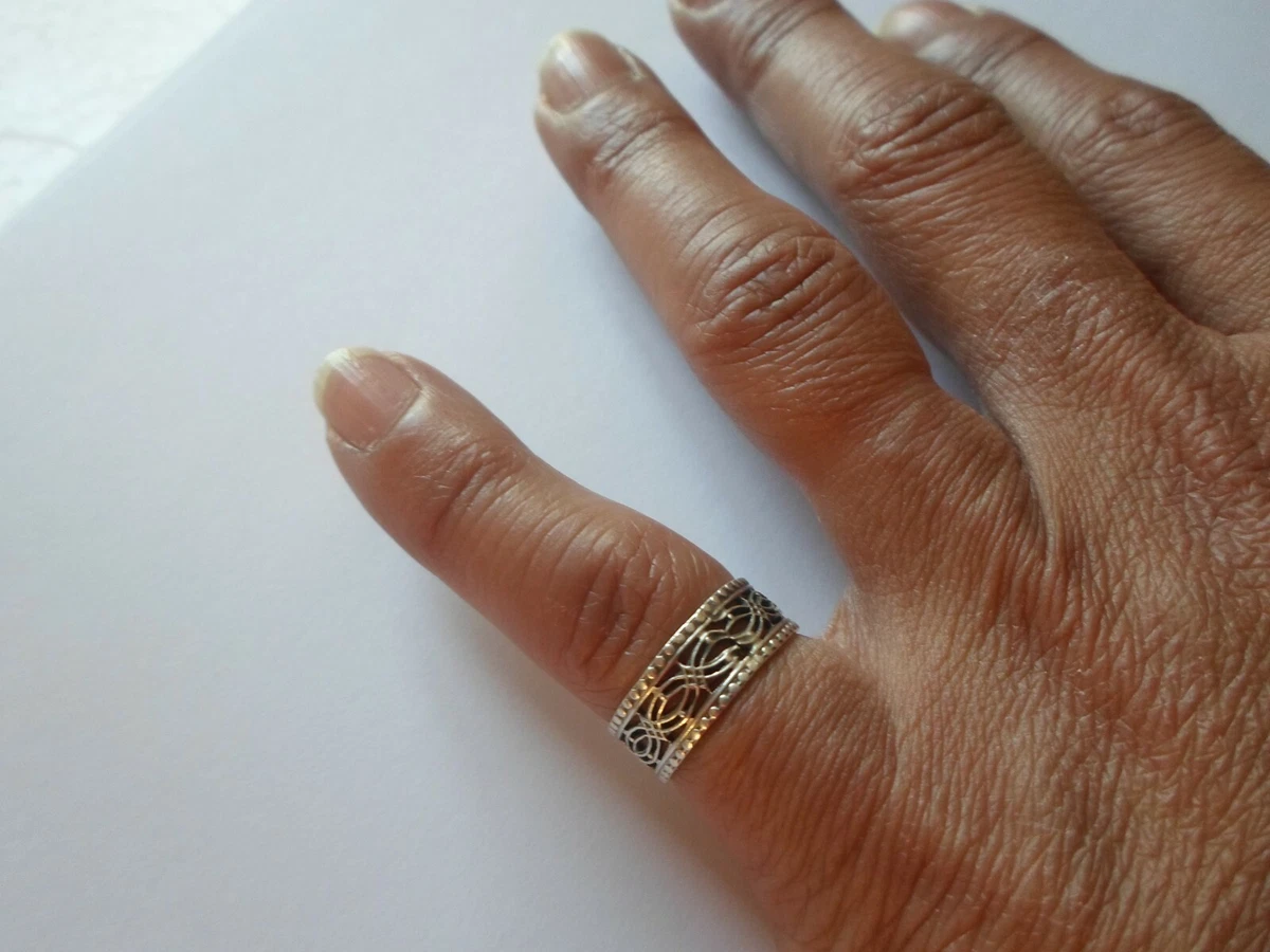 BAGUE EN ARGENT massif, chevalière, arabesques, t. 58 EUR 35,00 - FR