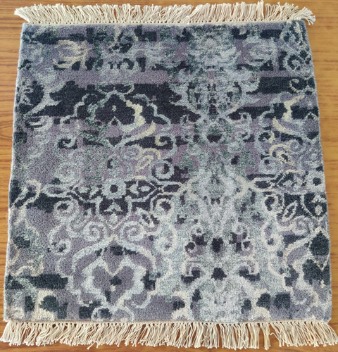 2 x 2 ft Small Rug Square Modern Hand Knotted Wool Bamboo Silk Purple 60 x 60 cm - Picture 19 of 24
