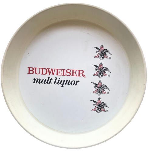 VINTAGE LOT OF 2 ANHEUSER-BUSCH BUDWEISER BEER AND MALT LIQUOR 13" PLASTIC TRAYS - Picture 3 of 7