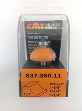 CMT 837.350.11 Cove Router Bit, 1/4" Shank, 1/2" Radius,  Made in Italy