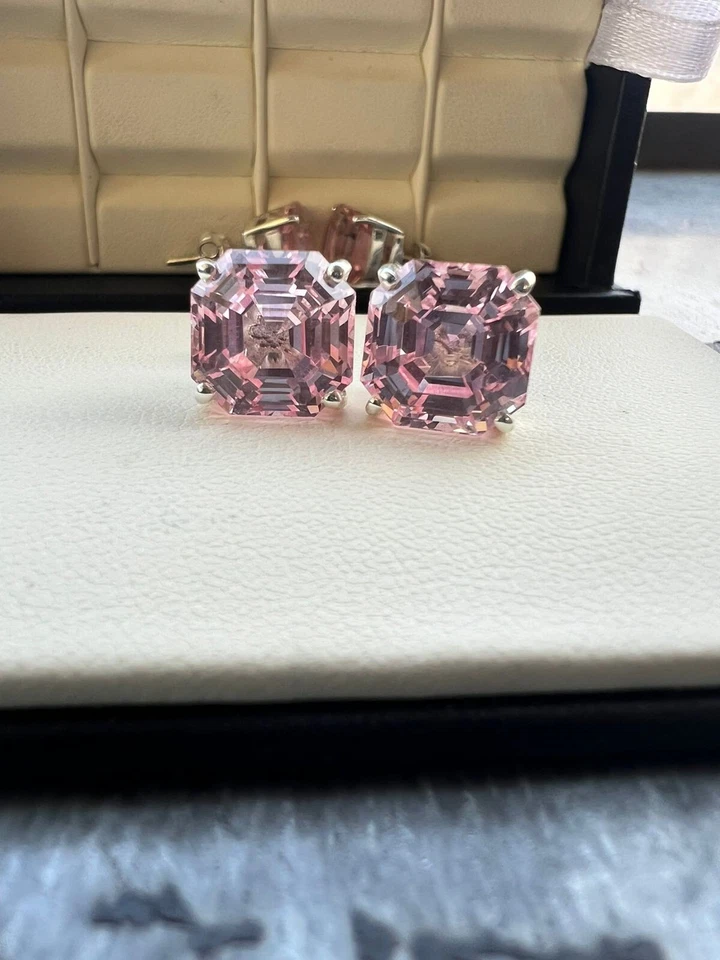 Pendiente de morganita suelto de color rosa natural corte Asscher piedras preciosas 10x10 mm Foto 2 de 4