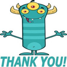 30 Custom Three Eyed Monster Thank You Personalized Address Labels