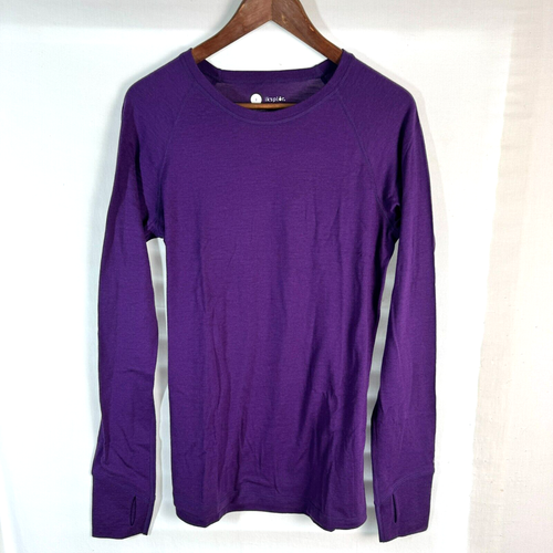 Womens 100% Merino Wool Thermal Top Base Layer Purple - Iksplorer Grown Up Large