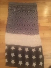 Blue Pacific NWT Black / White Cashmere Silk Antique Flag Neckerchief Scarf