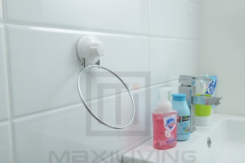 Anello per asciugamani ventosa supporto asciugamani scaffale a parete scaffale da bagno bagno senza foratura 1952 - Foto 5 di 5