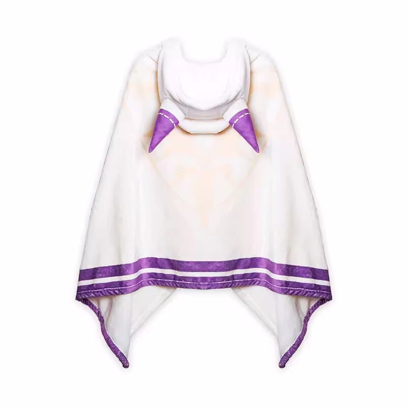 Re Zero Emilia Cosplay Cloak Cute Soft Plush Coats Loose Anime Cape Blanket Teen - Image 2 of 4