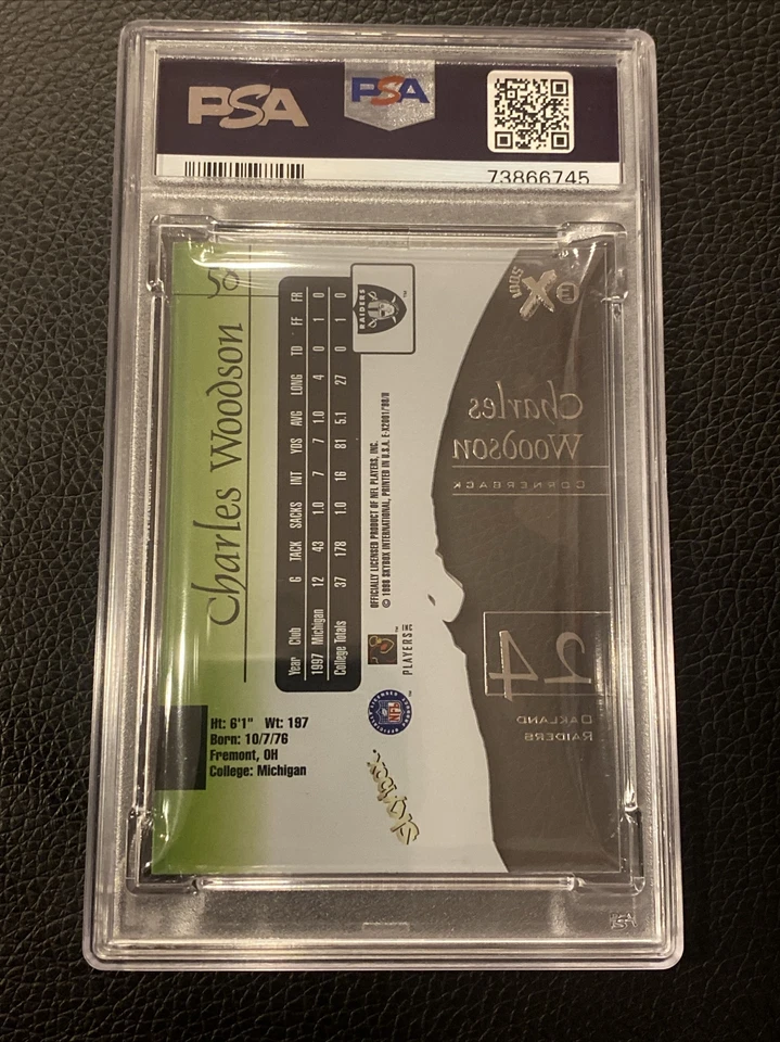 1998 Skybox E-X2001 Charles Woodson PSA 9 RC Rookie - Image 2 of 2