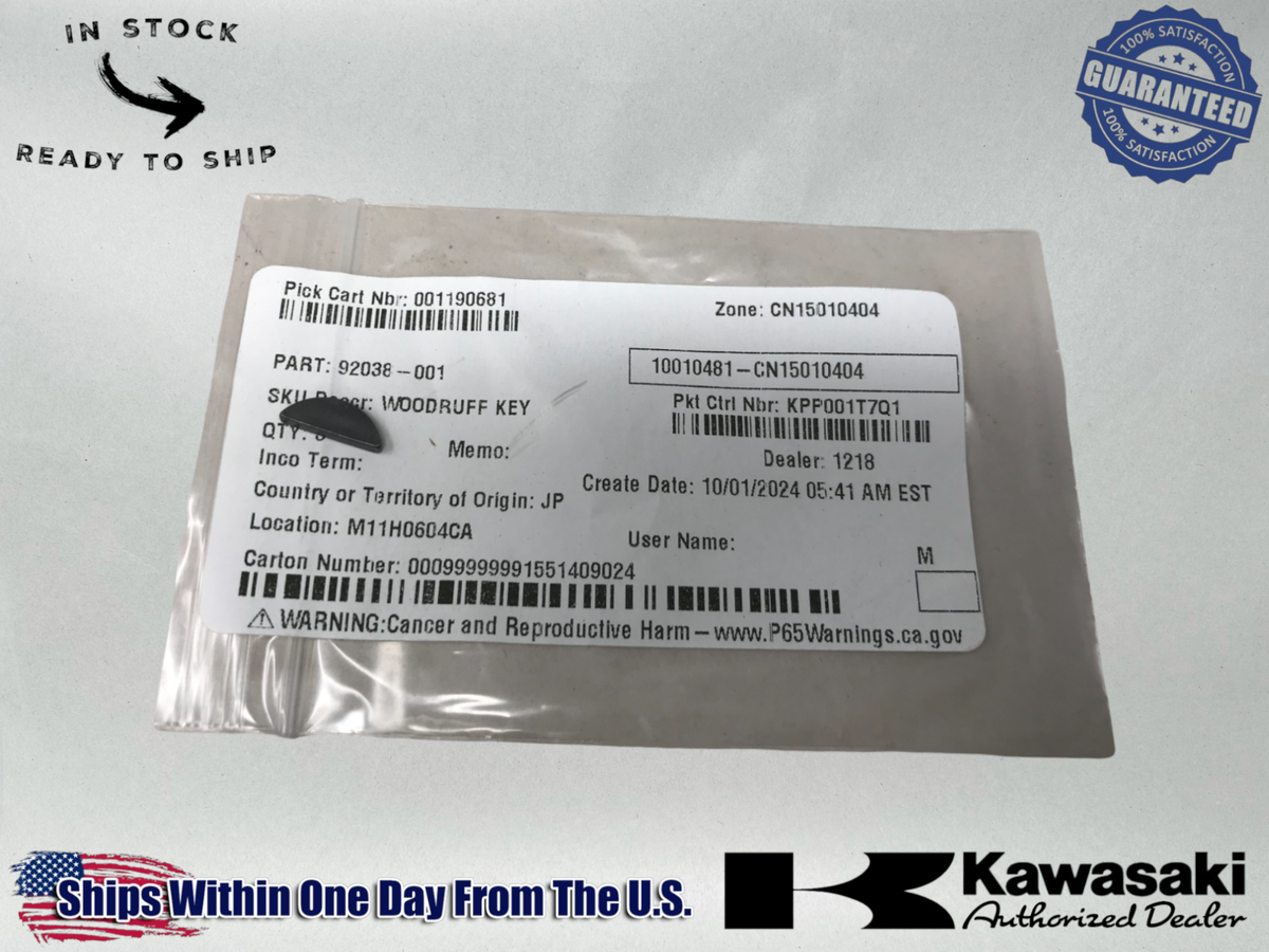 Kawasaki OEM Klf185-220-250-300 Bayou Lakota Woodruff Key Flywheel