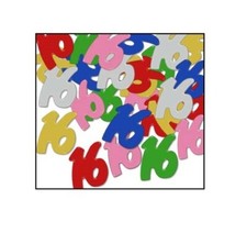 Multicolor Number 16 Confetti 50630mc, 1/2 oz per pk, Metallic Number Sixteen