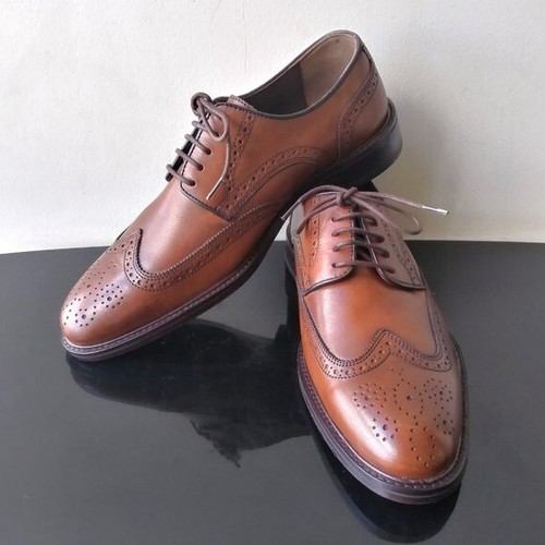 Johnston & Murphy Men's Daley Wingtip Cap Toe in Nice Tan Full Grain Leather - Picture 9 of 12