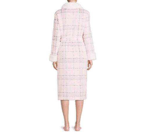 Secret Treasures Women's Superminky Sleep Robe Plaid Pink/White Sz 3X (22W-24W) - Picture 3 of 11