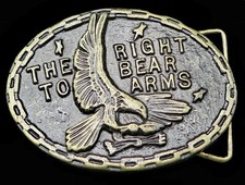Second Amendment The Right To Bear Arms Eagle Guns Firearms Vintage Belt Buckle