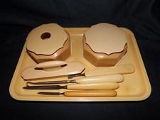 Antique Celluloid Dresser Vanity Set 11 Pc Woman's Beauty Grooming Accessories