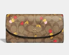 Coach Cherry Signature Slim Envelope Wallet Khaki Multi F31562 NWT 250