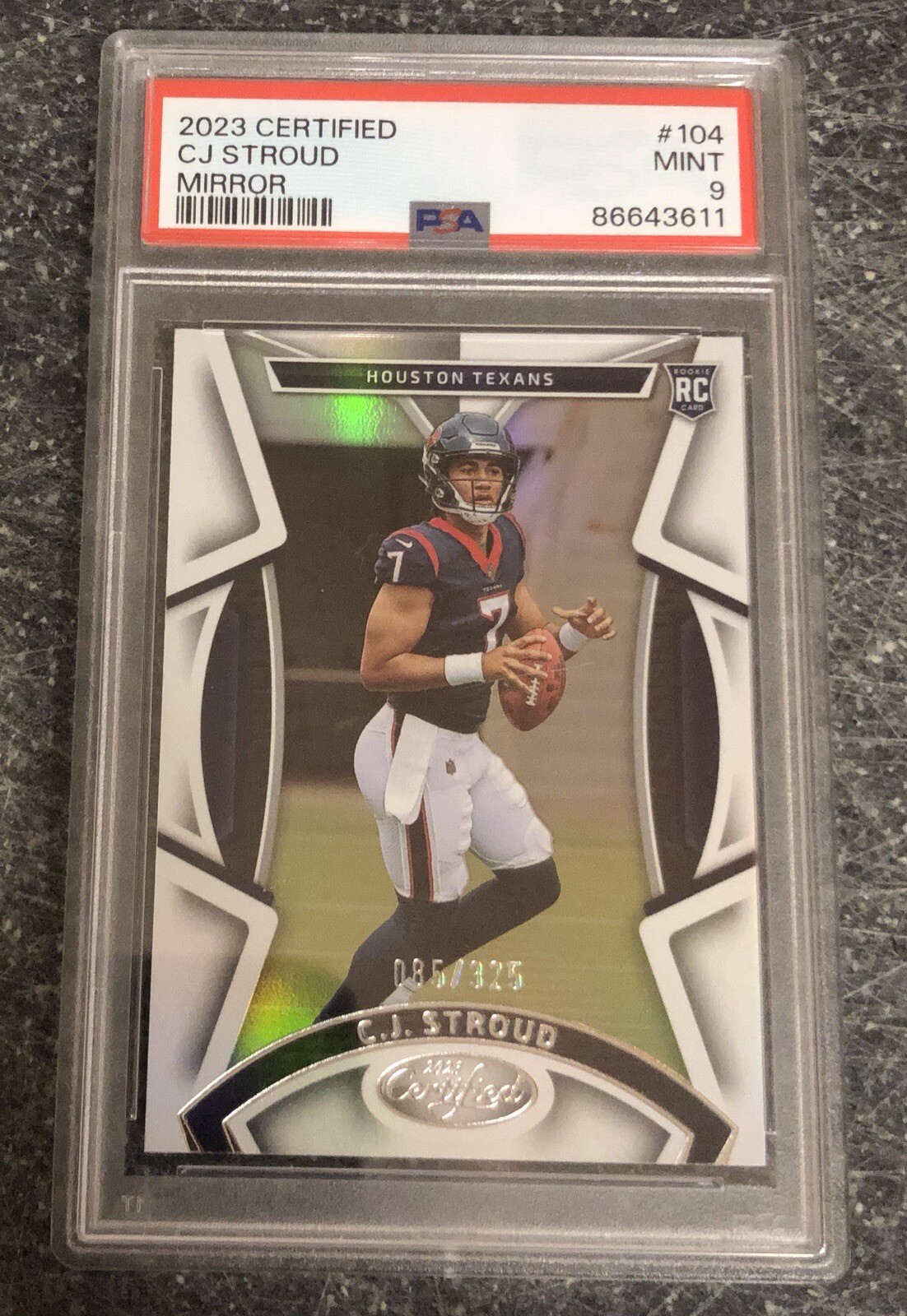 2023 Certified CJ Stroud Mirror Rookie Card 85/325 / PSA 9
