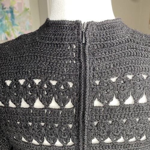 1970s Crocheted Black Maxi Dress Bergdorf Goodman Boho Size 8 - Picture 5 of 12