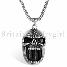 Gothic Skull Beer Bottle Opener Pendant Stainless Steel Biker Necklace for Men