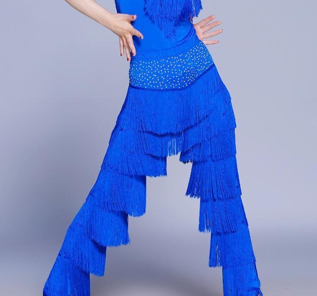 Womens Fringe Bellbottom Trousers Latin Ballroom Tassel Dance Pants