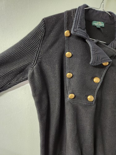 Lauren Ralph Lauren Damen Pullover schwarz gold Messing Wappen Militärstil L (SH9) - Bild 2 von 9