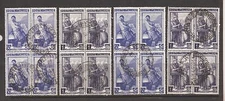 1950 ITALY AT WORK WHEEL c. 50 + L. 1 IN 2 BLOCKS OF 4 USED AND PERFECT €27