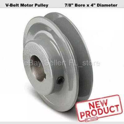 #ad Motor Pulley 7 8quot; Bore x 4quot; Diameter V Belt Solid Cast Iron Set Screw Fixed Bore $30.29