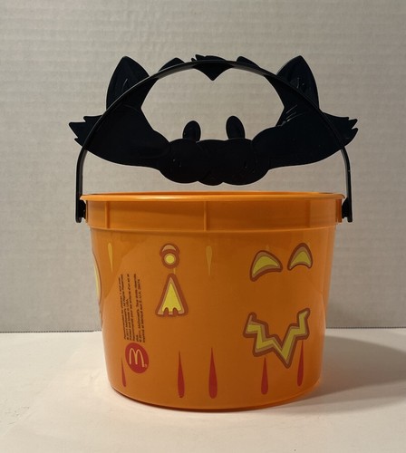 McDonald's Halloween Pumpkin Bucket Pail With Black Cat Head Handle 2011 - Imagen 3 de 8