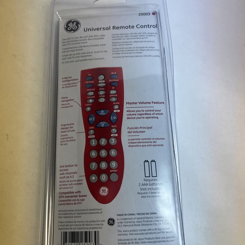 GE Universal REMOTE 25002/25003/25004/24938 TV CBL/SAT DVR/AUX DVD +Book TESTED - Picture 2 of 4