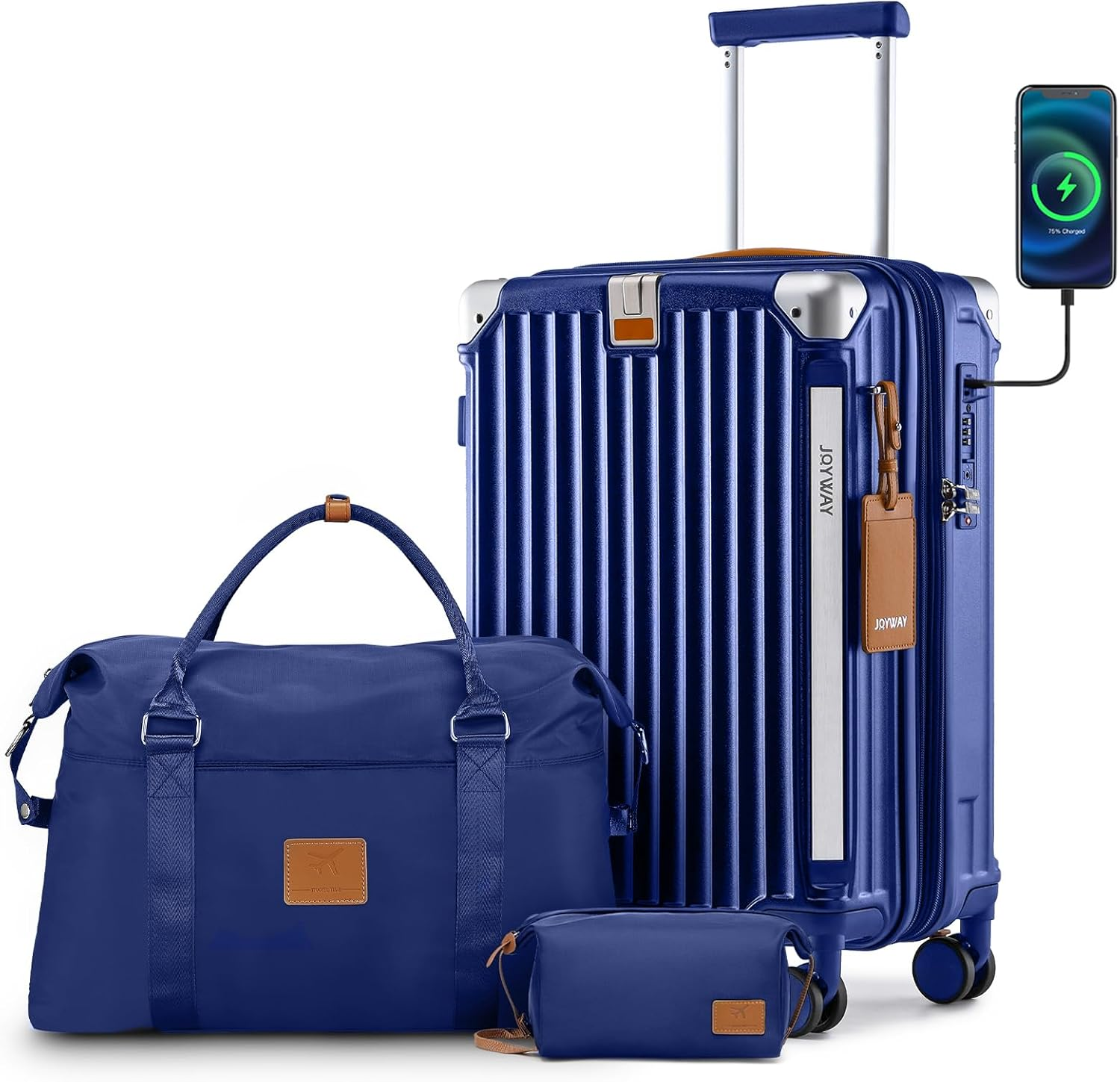 20In Expandable Carry-On with Cup Holder & USB Port, Smart Luggage for Travel-image