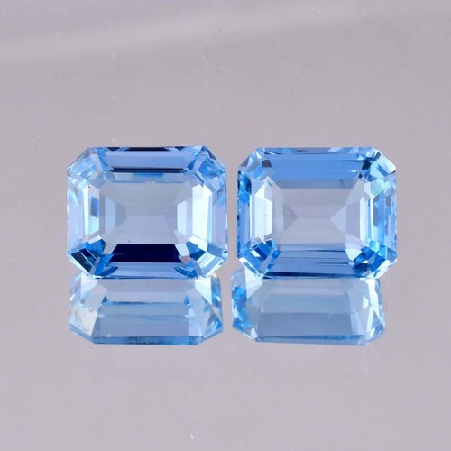 1 Pair Natural Flawless Blueish AQUAMARINE Emerald Cut Loose Gemstone Certified - Picture 6 of 6