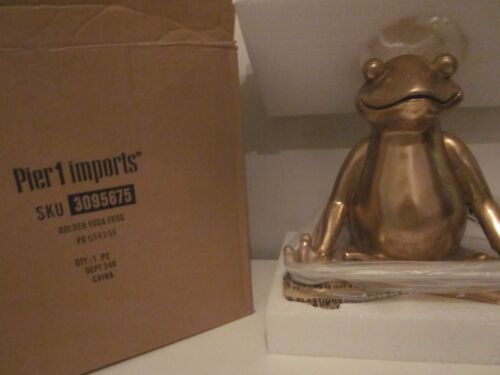 Pier 1 Gold Meditating Zen Yoga Handcrafted Gold Frog - Garden or Home Decor NWT