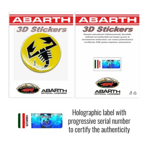 Adesivo per Abarth Ufficiale 3D Scorpione Giallo Diametro 44 mm - Foto 4 di 5