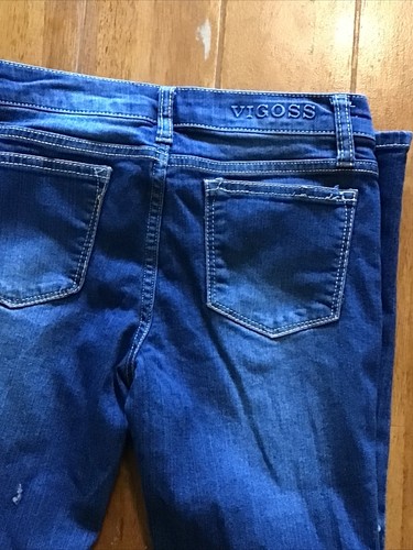 Vigoss the Austin Ankle Skinny Blue Jeans Size 12 Kid Embroidered Floral - Picture 9 of 10