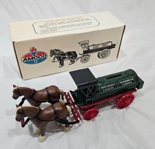 New Ltd Ed Amoco Vintage Die Cast Bank, Horses and Tank Wagon, Green/Red
