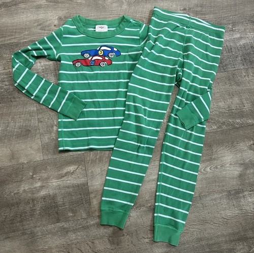 Hanna Andersson Organic Cotton Pajamas Set Top Bottom Boys Green Stripes 130 (8)