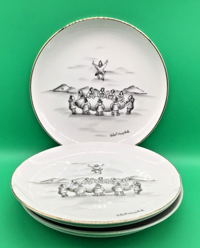 Robert Mayokok - Piatto artistico Alaska Inuit Eschimese sport bambini "BLANKET TOSS" 8" - Foto 1 di 4