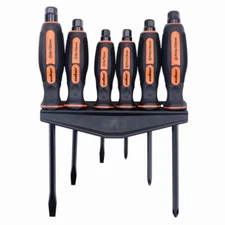 6PC Magnetic Screwdriver Set 3 Slotted 3 Phillips Hexagon Cap Industrial Grade