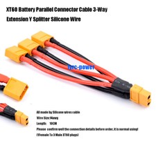 XT60 Battery Parallel Connector Cable 3-Way Extension Y Splitter Silicone Wire