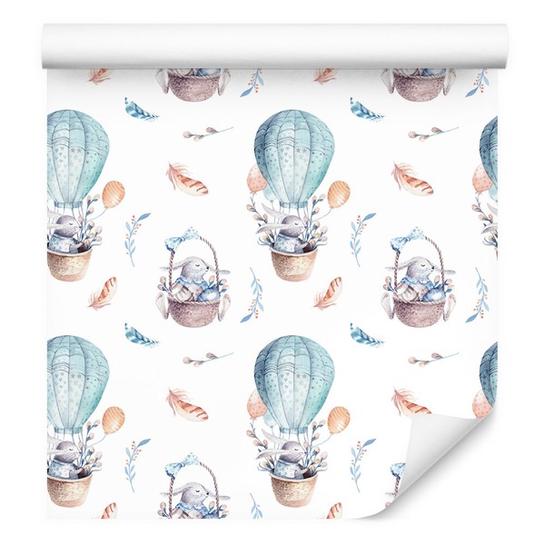 10M Vlies Tapeten Rollen Kinderzimmer Hasen Himmel Luftballons Aquarell Xxl 3367-image