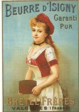 "Illustrator" postcard BEURRE D'ISIGNY-BRETEL Fres (Valognes -DRAWING: girl