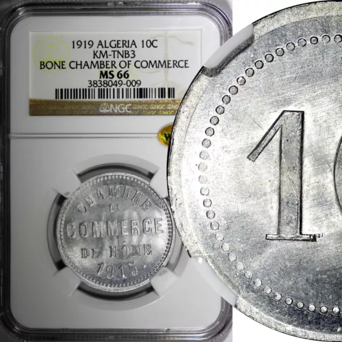 Algeria Aluminum 1915 10 Centimes NGC MS66 30mm TOP GRADED  KM# TnB3 (009)
