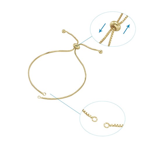 Pulsera de cadena de caja de latón de 10 hebras base en blanco con cierre de cuentas deslizables sin níquel 5" - Imagen 33 de 44