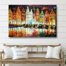 Leonid Afremov AMSTERDAM'S PANORAMA 20"x24" LIMITED EDITION GICLEE ORIGINAL