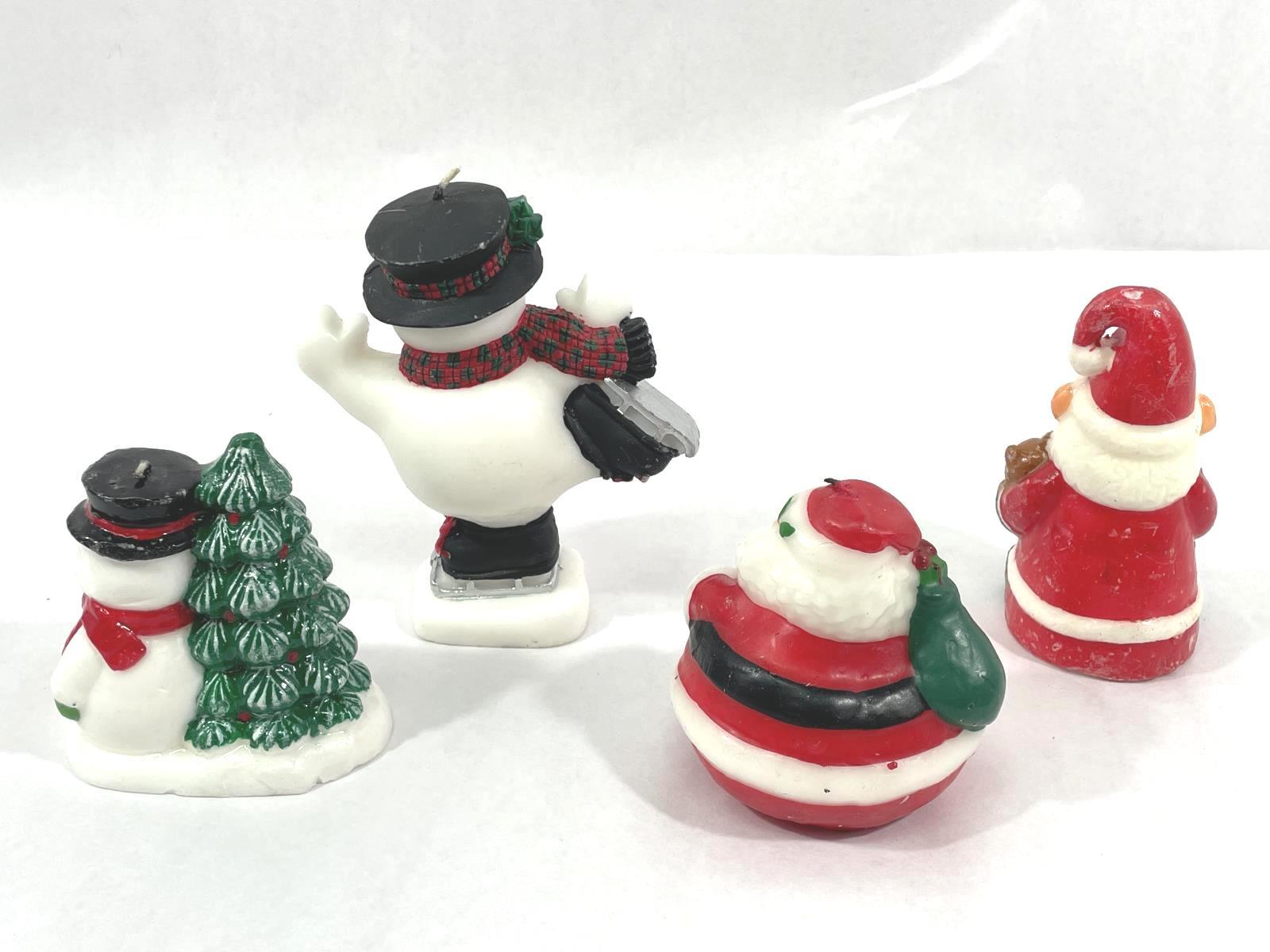 Lot of 4 Vintage Santa And Snowman Christmas Candles eBay