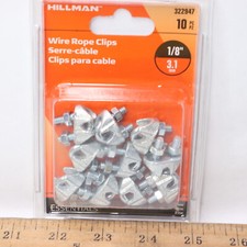 (10-Pk) Hillman Wire Rope Clamp Zinc-Plated 1/8" 322947