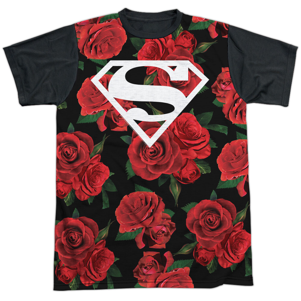 Superman Super Floral Halloween T-Shirt for Adults - Black Back, Sizes S-3XL